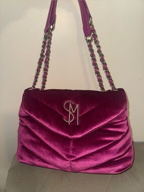 Steve Madden Large (Bcoleman)Fuchsia Velvet Shoulder Bag